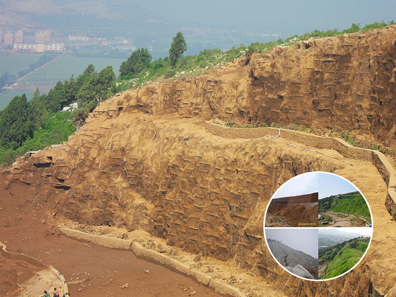 2009 Ji'nan mine project slope hydro seeding by higher aggregate.